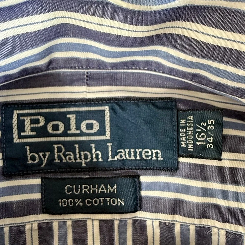Polo Ralph Lauren Button Down Mens 16.5 34/35 Curham Striped Blues